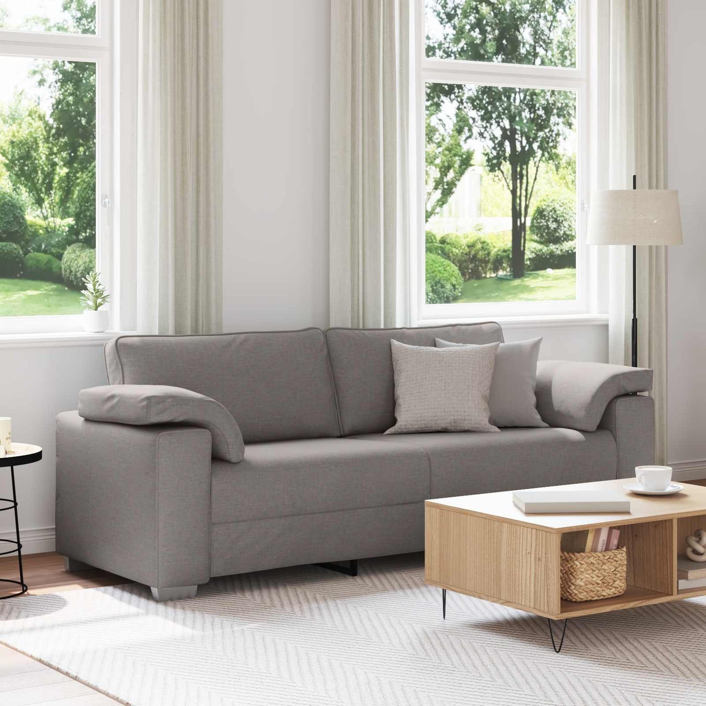 vidaXL 3-Θέσιος καναπές Taupe 220 cm ύφασμα
