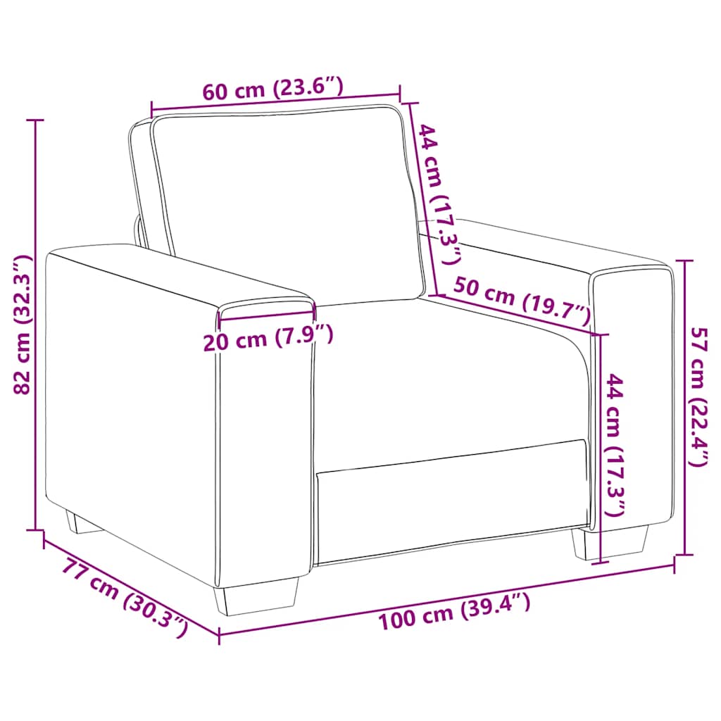 vidaXL Πολυθρόνα-Καναπέ-Κρεμ 100x77x82 εκ. Βελούδο