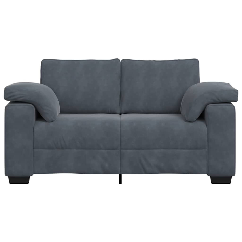 vidaXL Καναπές Διθέσιος Σκούρο Γκρι Βελούδος 160 x 77 x 82 εκ.
