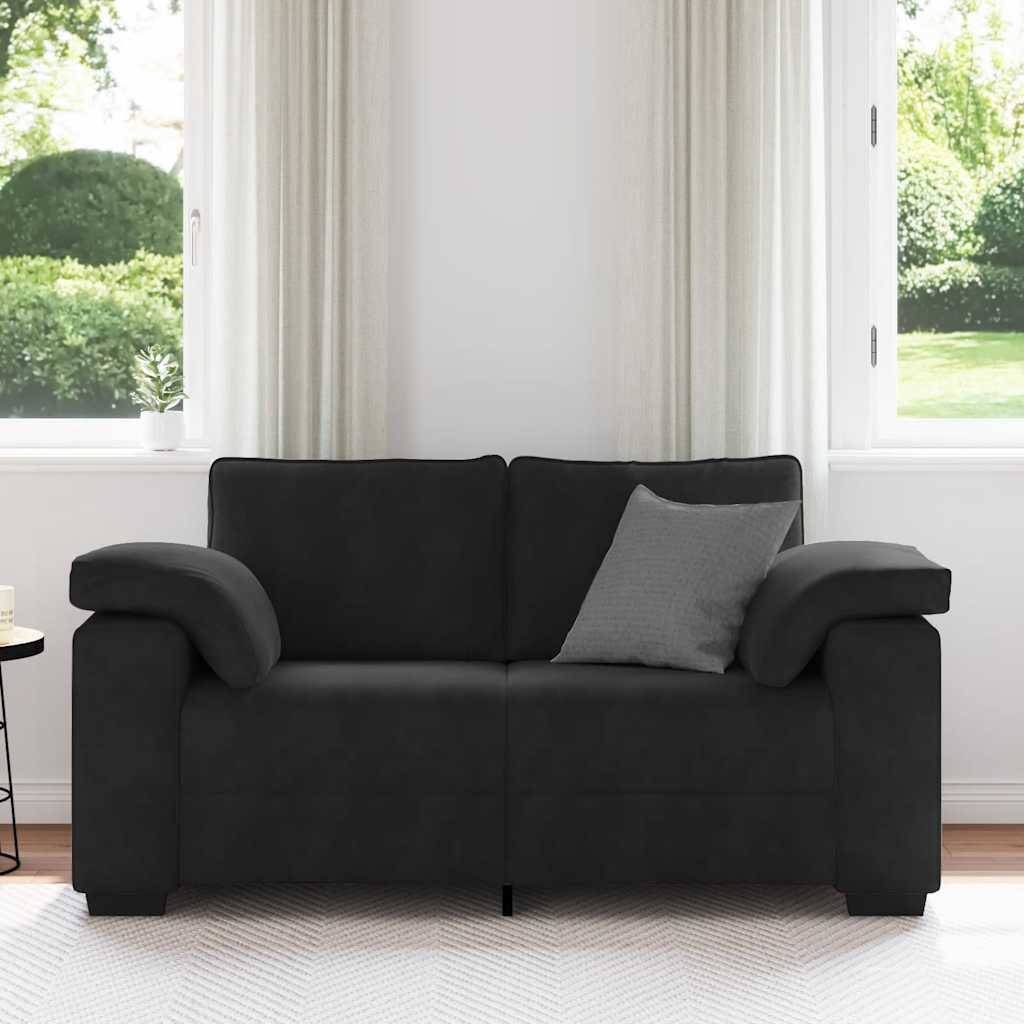 vidaXL Καναπές Διθέσιος Μαύρος Βελούδινος 160 x 77 x 82 εκ.
