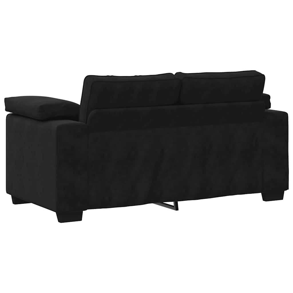 vidaXL Καναπές Διθέσιος Μαύρος Βελούδινος 160 x 77 x 82 εκ.