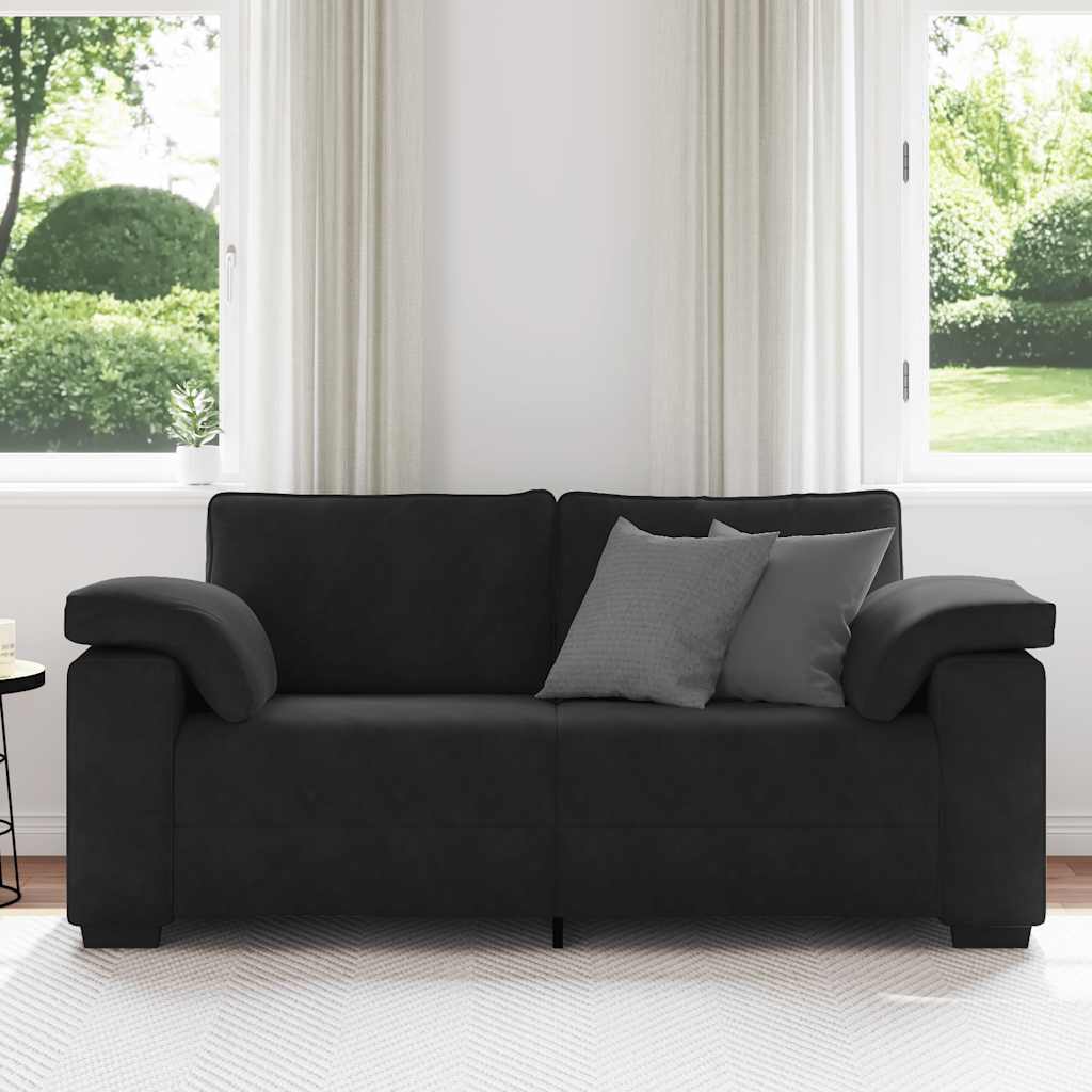 vidaXL Καναπές Διθέσιος Μαύρος Βελούδινος 180 x 77 x 82 εκ.