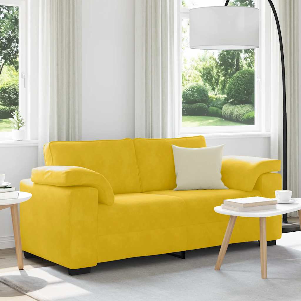 vidaXL Καναπές-Διθέσιος Κίτρινος Βελούδος 180 x 77 x 82 εκ.