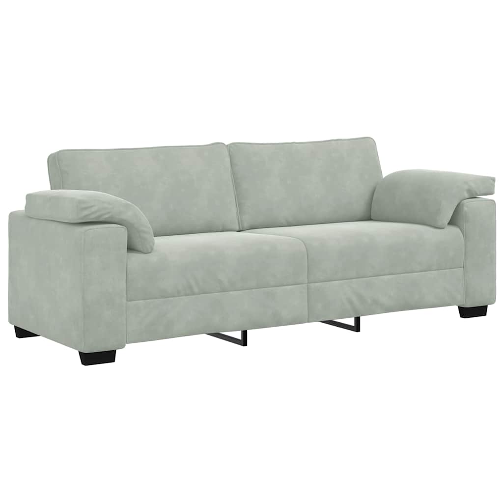 vidaXL Τριθέσιος Καναπές Ανοιχτό Γκρι 220x77x82 εκ. Βελούδο