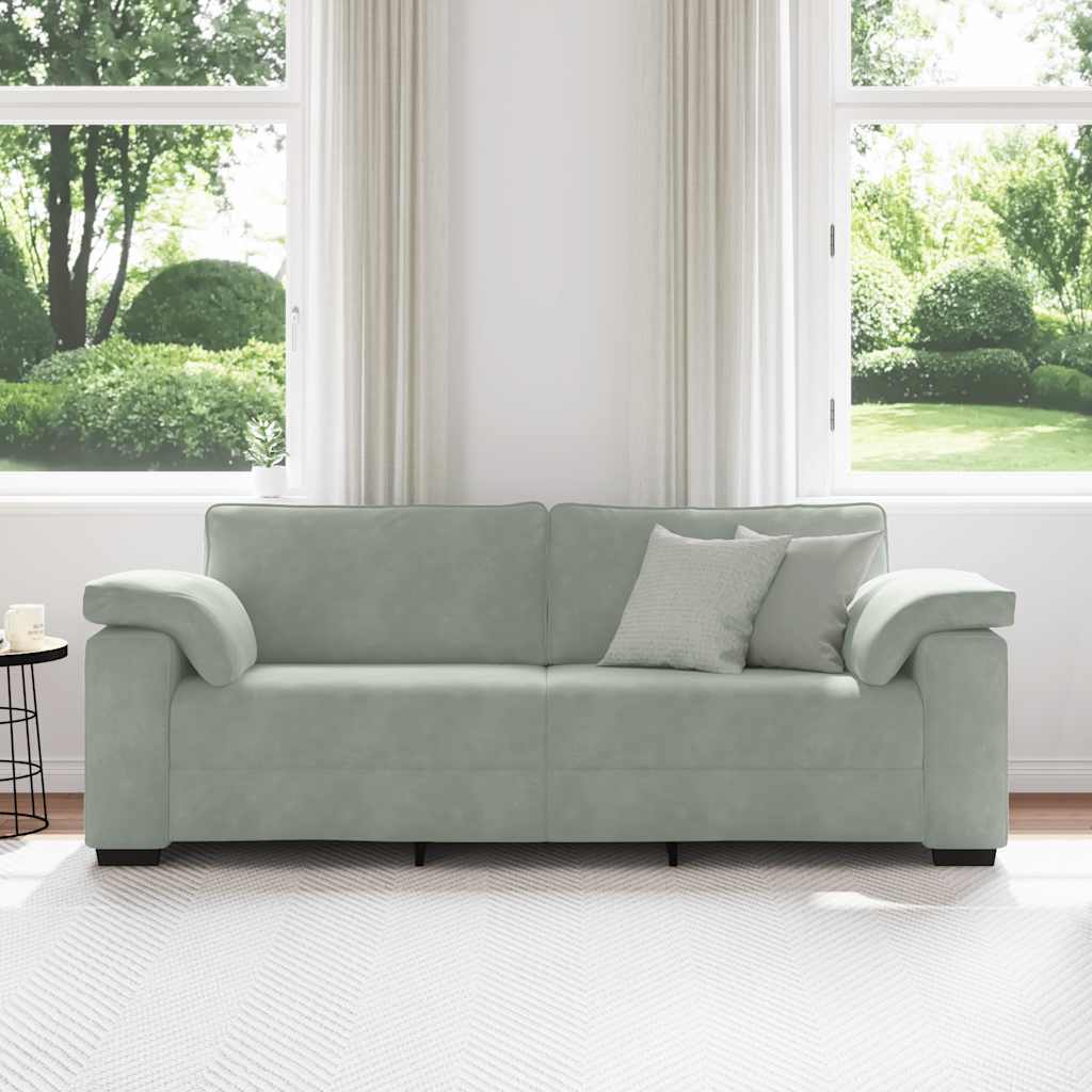 vidaXL Τριθέσιος Καναπές Ανοιχτό Γκρι 220x77x82 εκ. Βελούδο