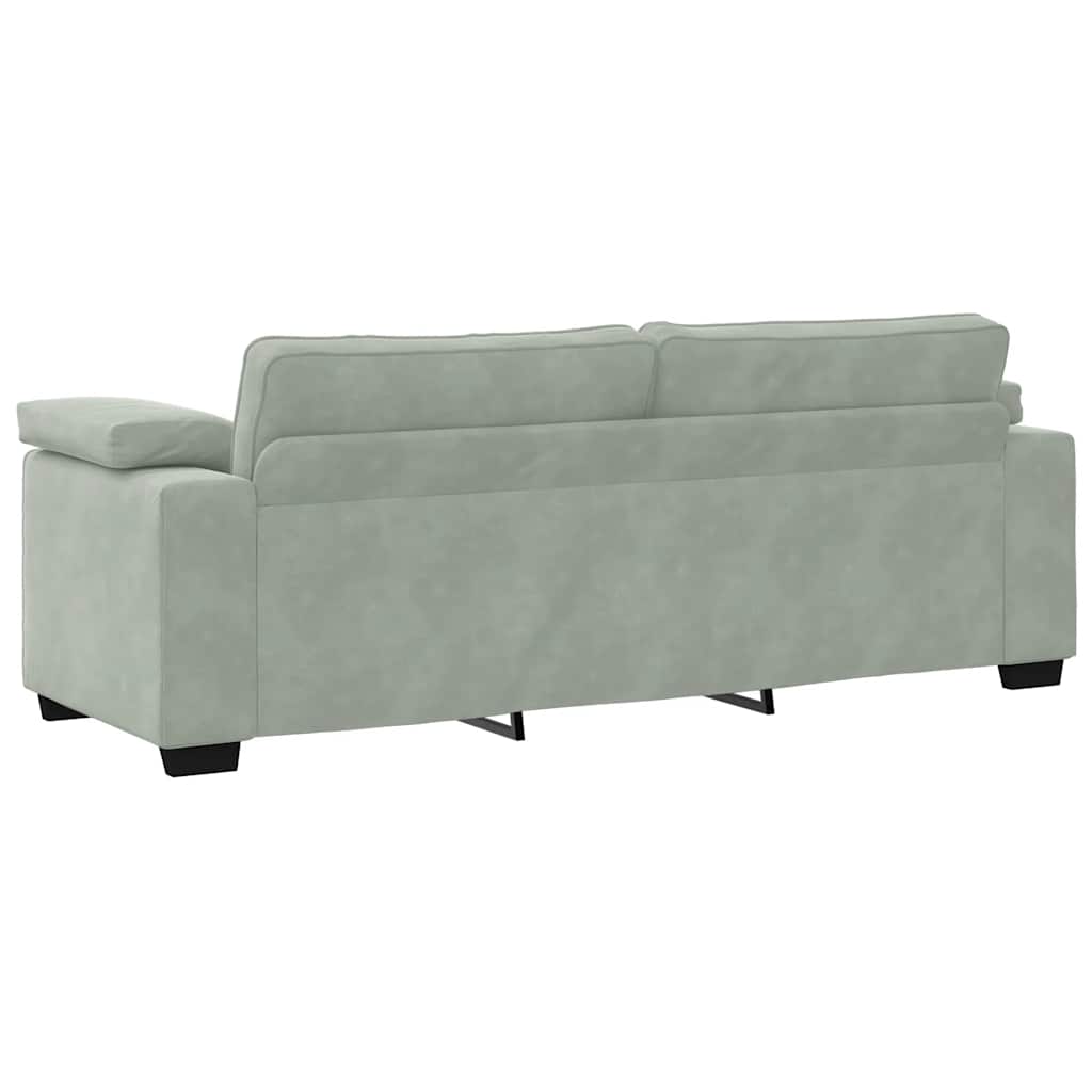 vidaXL Τριθέσιος Καναπές Ανοιχτό Γκρι 220x77x82 εκ. Βελούδο