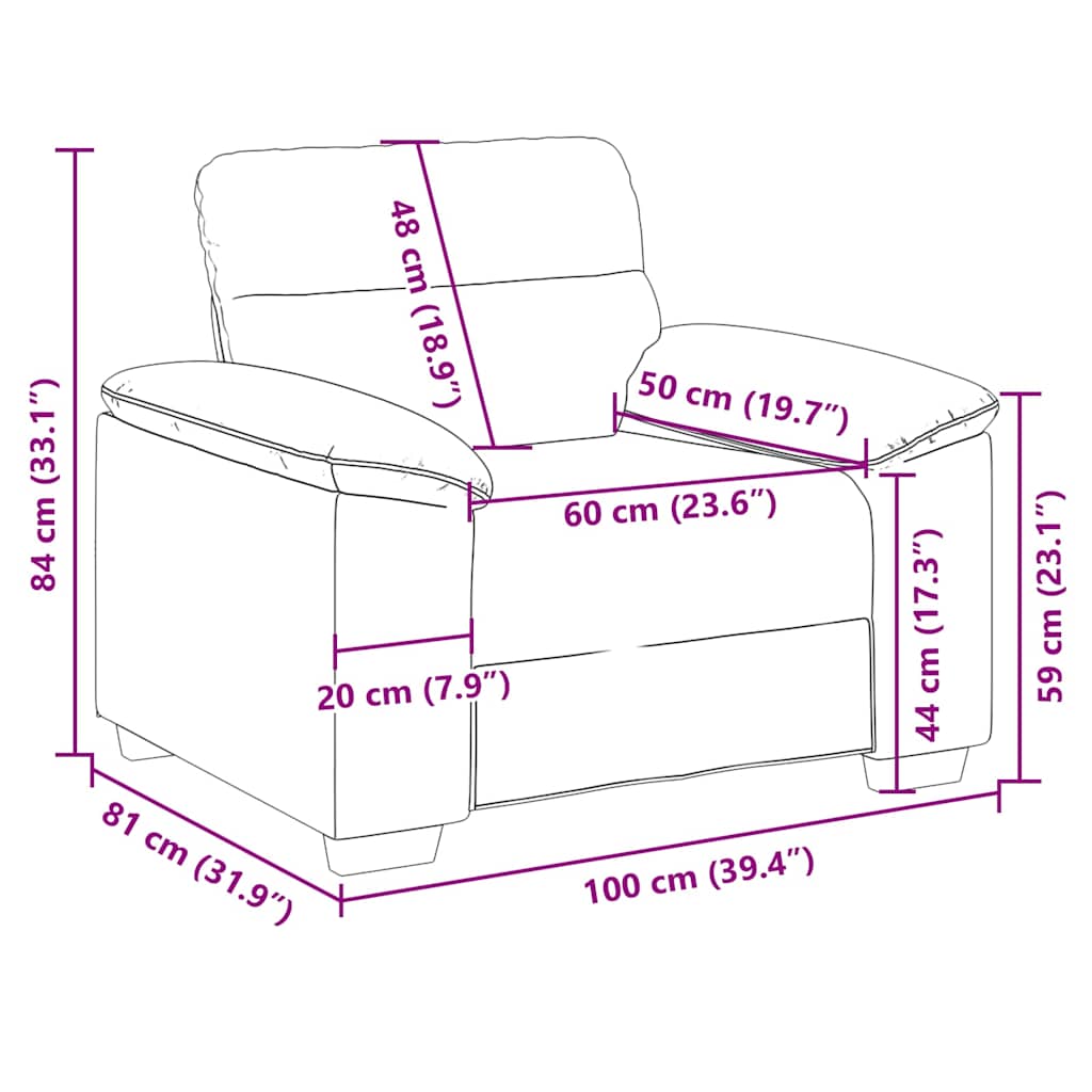 vidaXL Καναπές-Καρέκλα Μπεζ 100x81x84 εκ. Ύφασμα