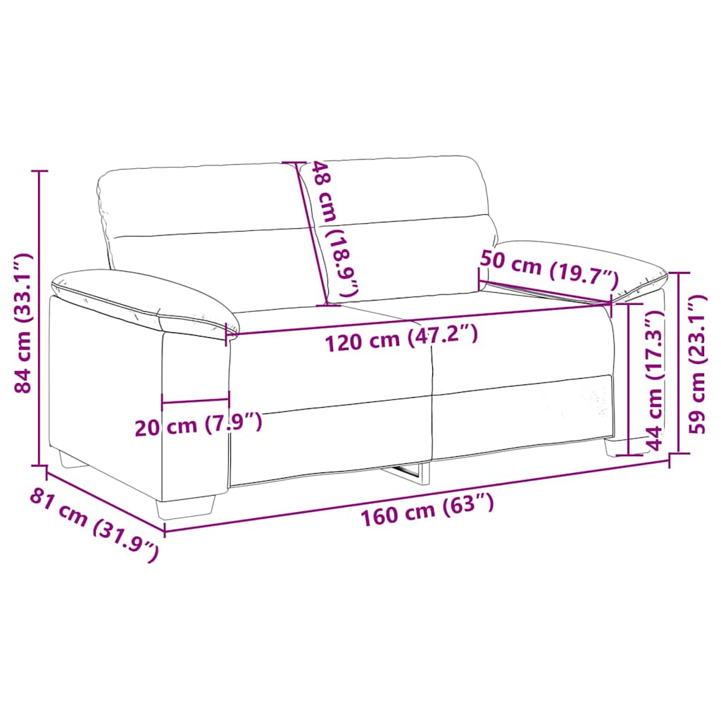 vidaXL Διθέσιος Καναπές Σκούρο Πράσινο 160x81x84 εκ. Ύφασμα