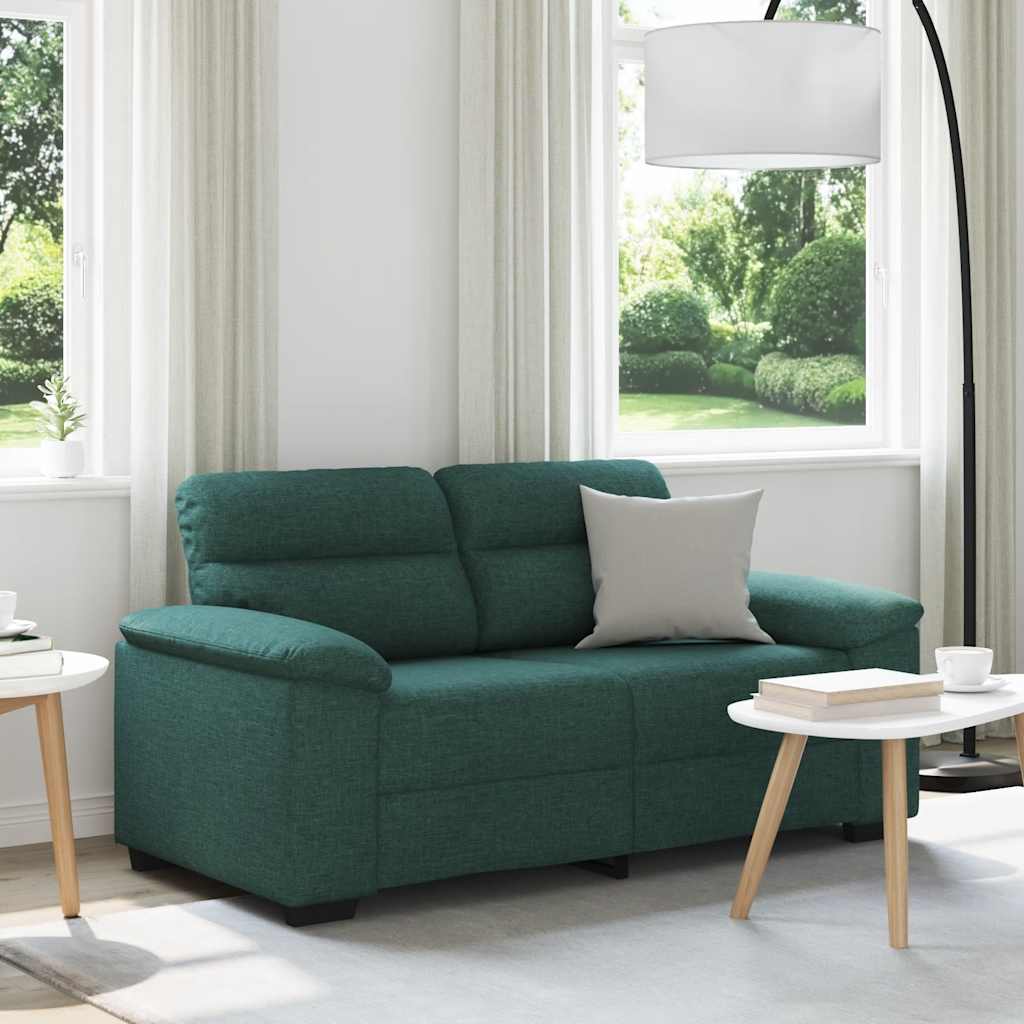 vidaXL Διθέσιος Καναπές Σκούρο Πράσινο 160x81x84 εκ. Ύφασμα