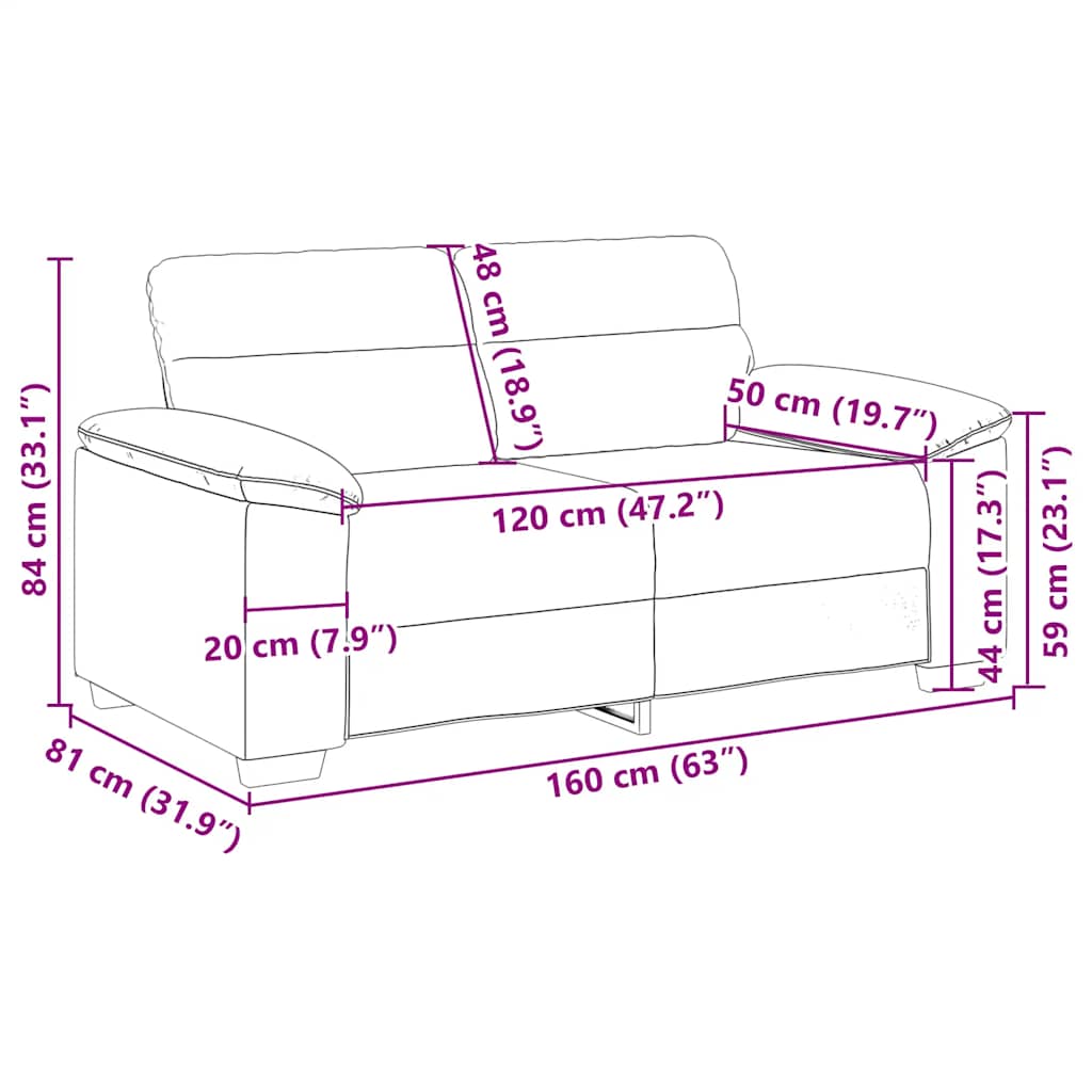 vidaXL Διθέσιος Καναπές Cloud Γκρι 160x81x84 εκ. Ύφασμα