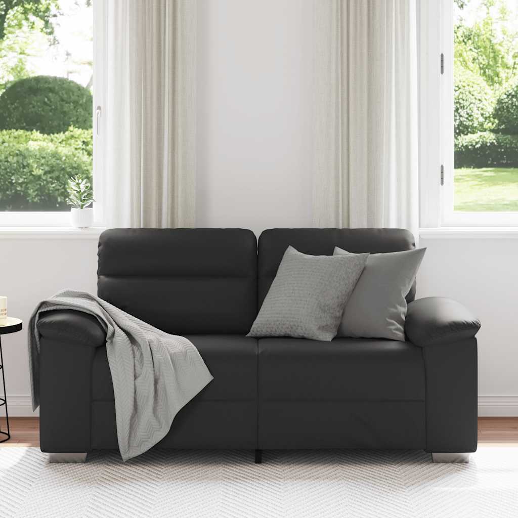 vidaXL Διθέσιος Καναπές Μαύρος 160x81x84 εκ. από Συνθετικό Δέρμα