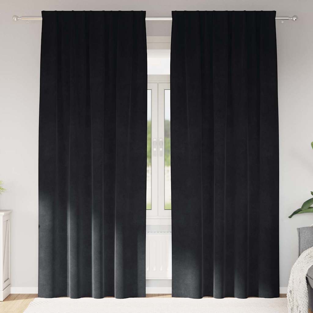 vidaXL Κουρτίνες συσκότισης 2 τμχ. Μαύρο 140 x 225 cm Βελούδο