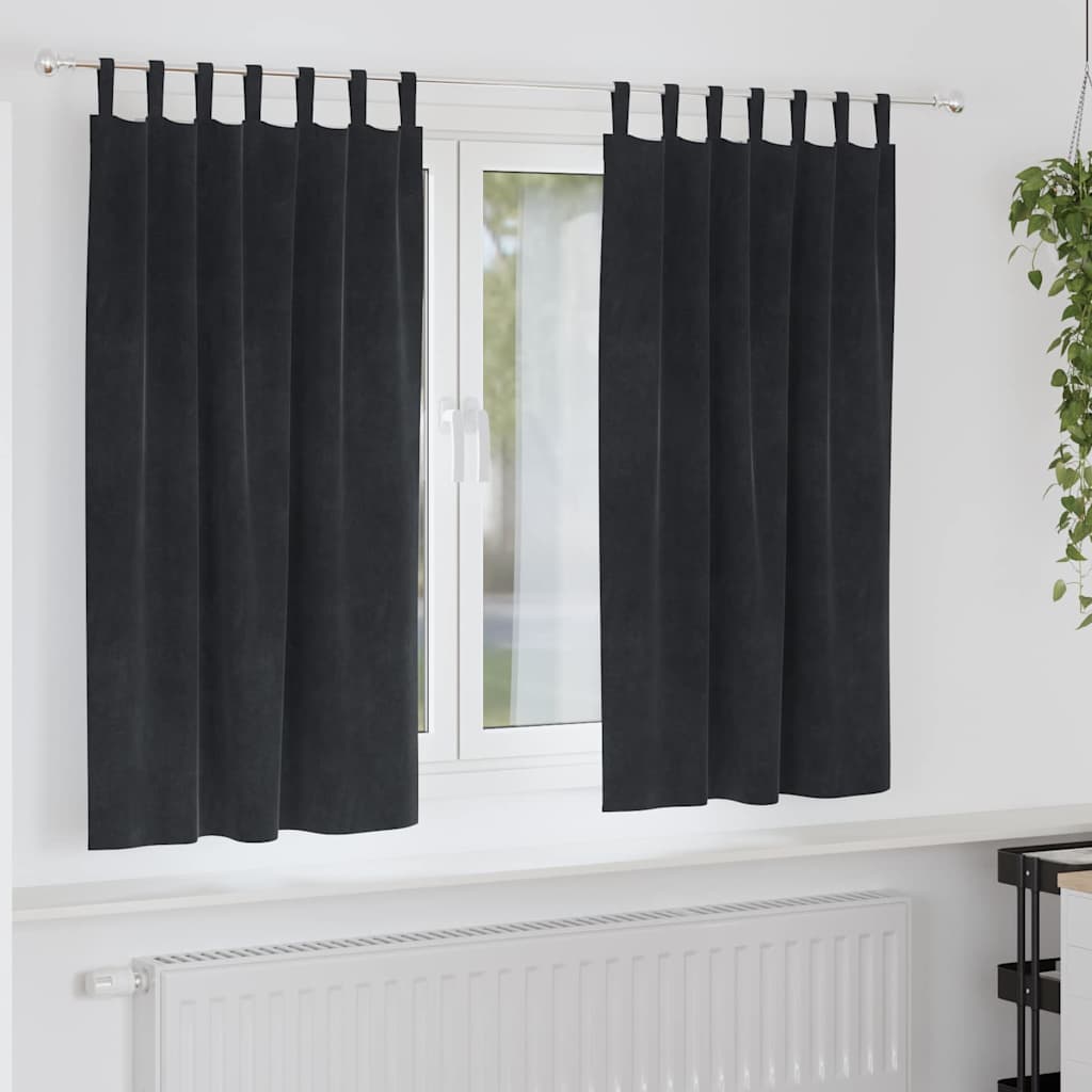 vidaXL Κουρτίνες συσκότισης 2 τμχ. Μαύρο 140 x 175 cm Βελούδο
