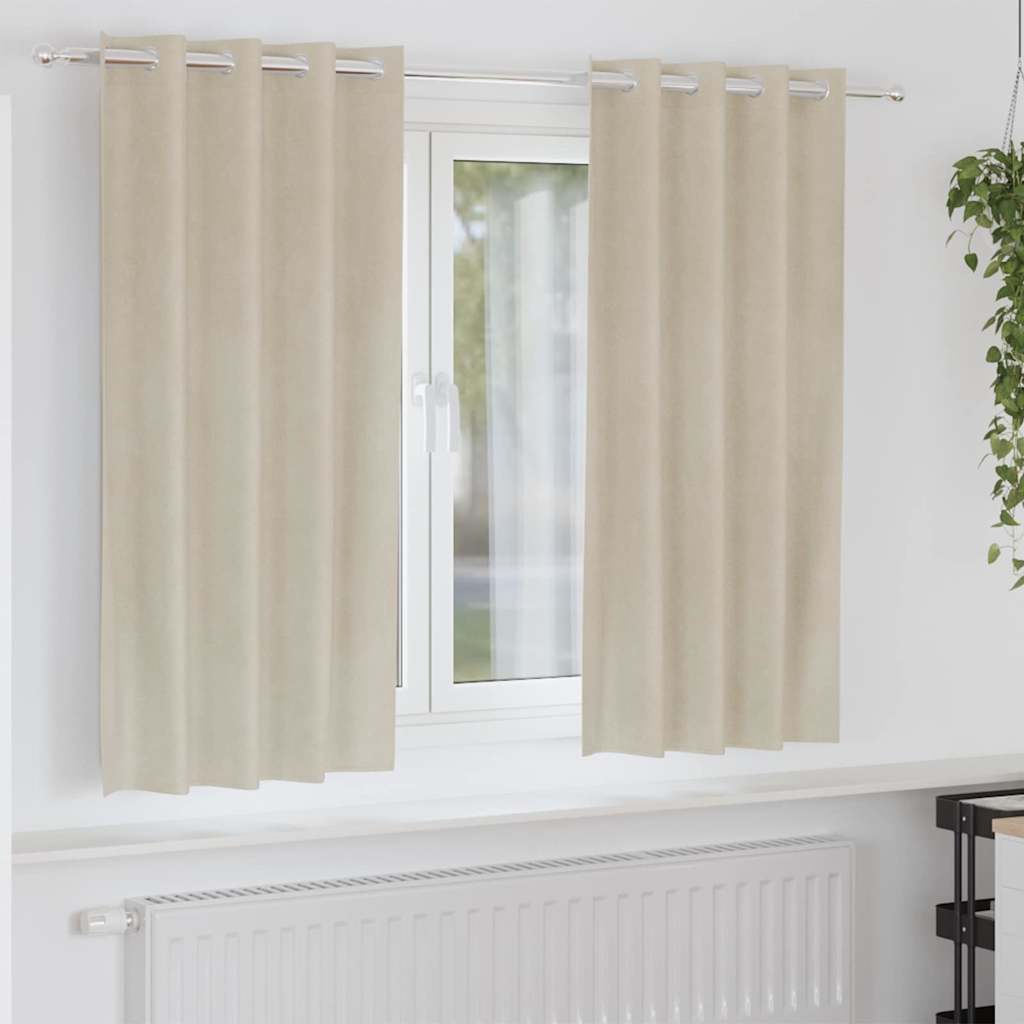 vidaXL Κουρτίνες συσκότισης 2 τμχ. Κρεμ 140 x 175 cm Βελούδο