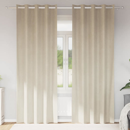 vidaXL Κουρτίνες συσκότισης 2 τμχ. Κρεμ 140 x 260 cm Βελούδο