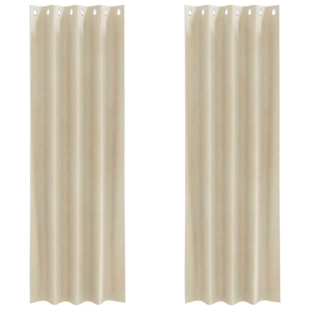 vidaXL Κουρτίνες συσκότισης 2 τμχ. Κρεμ 140 x 260 cm Βελούδο