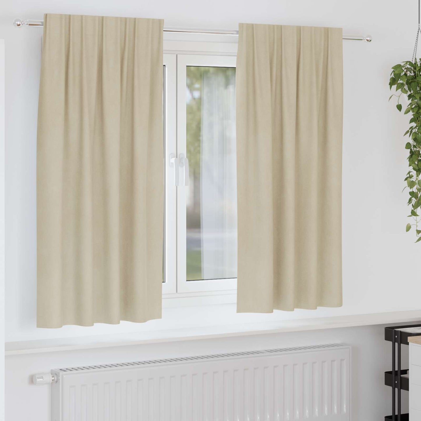 vidaXL Κουρτίνες συσκότισης 2 τμχ. Κρεμ 140 x 175 cm Βελούδο