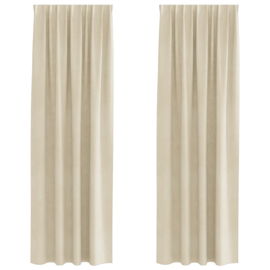 vidaXL Κουρτίνες συσκότισης 2 τμχ. Κρεμ 140 x 225 cm Βελούδο