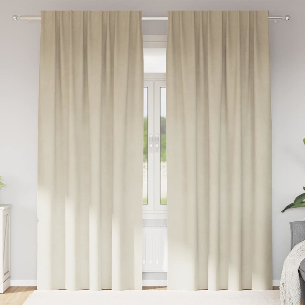 vidaXL Κουρτίνες συσκότισης 2 τμχ. Κρεμ 140 x 245 cm Βελούδο