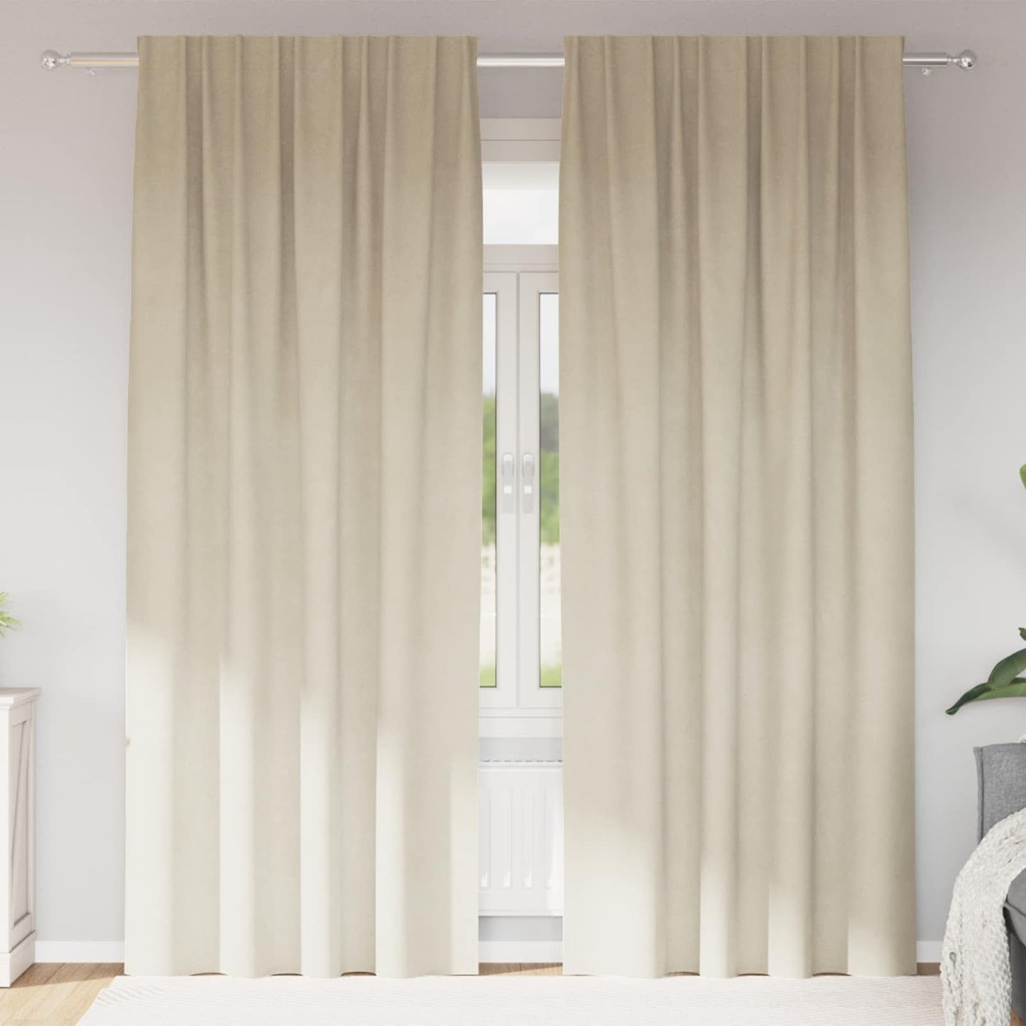 vidaXL Κουρτίνες συσκότισης 2 τμχ. Κρεμ 140 x 260 cm Βελούδο