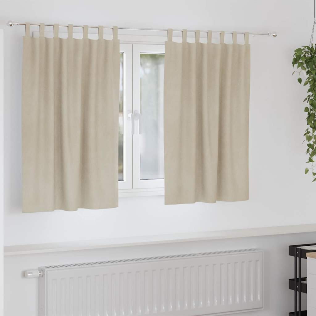 vidaXL Κουρτίνες συσκότισης 2 τμχ. Κρεμ 140 x 140 cm Βελούδο