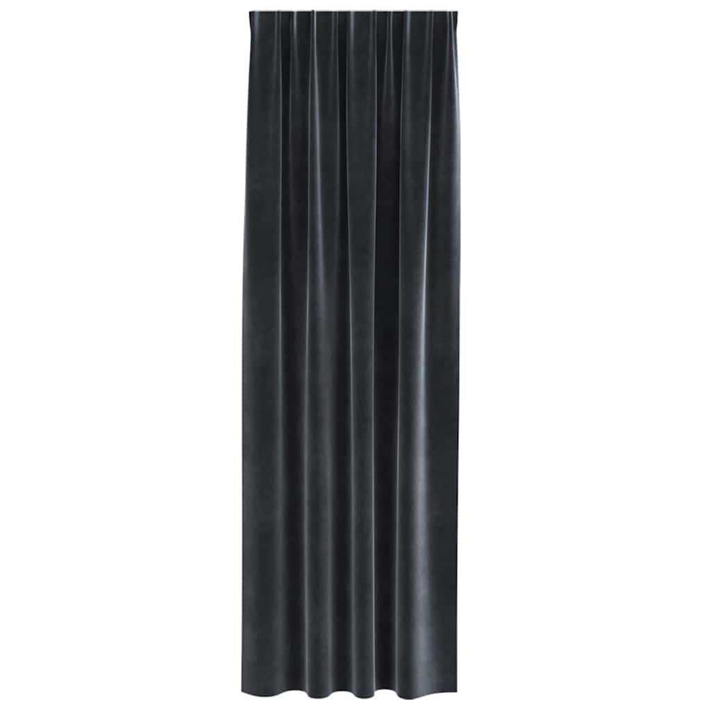 Κουρτίνες Blackout vidaXL με Ταινία Κορυφής 2 τεμάχια Σκούρο Γκρι Βελούδο