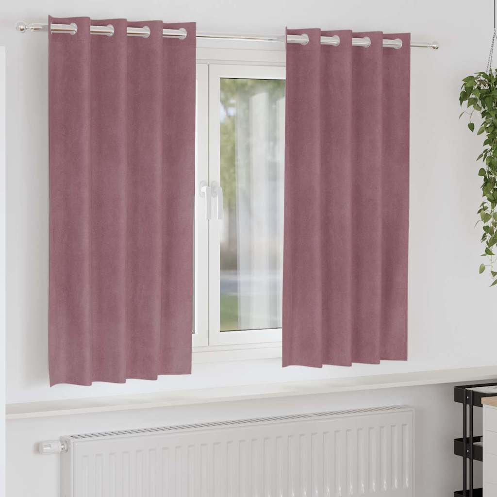 vidaXL Κουρτίνες συσκότισης 2 τμχ. Σκούρο ροζ 140 x 175 cm Βελούδο