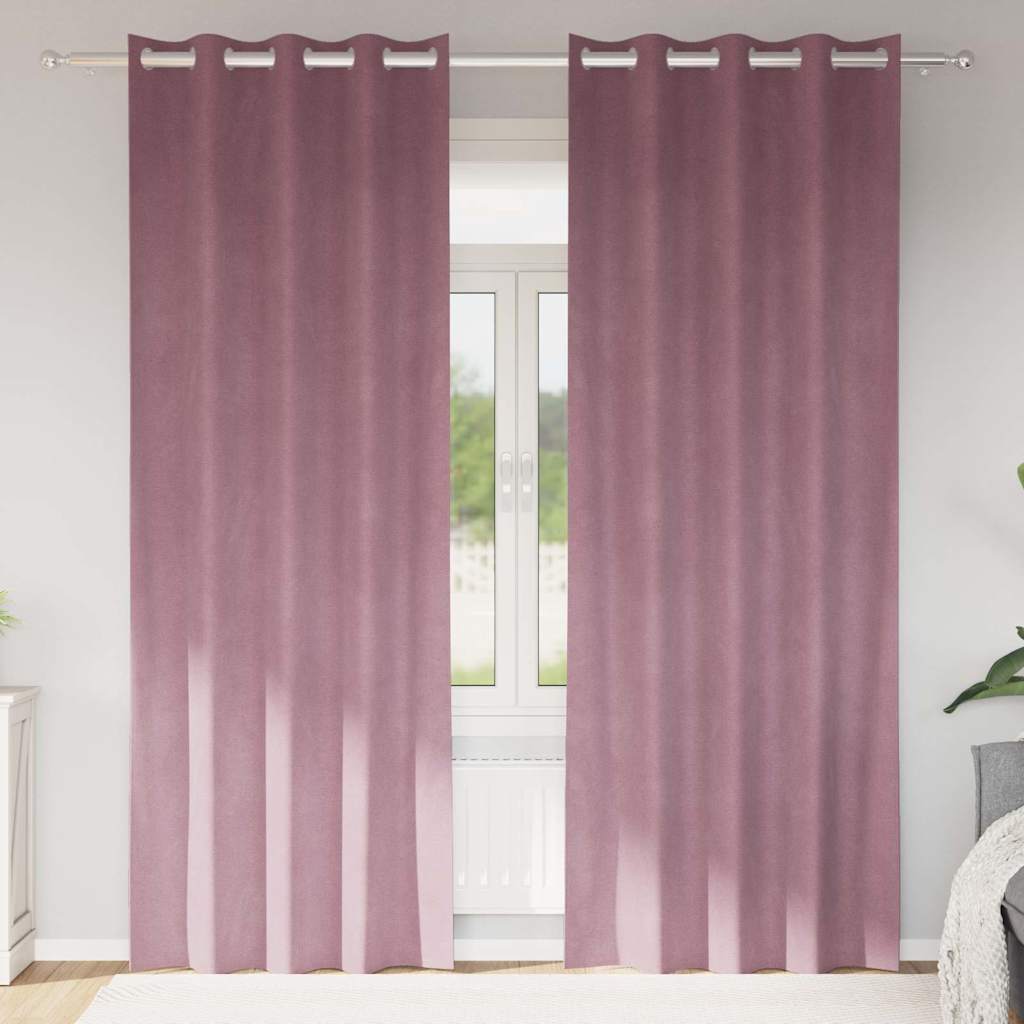 vidaXL Κουρτίνες συσκότισης 2 τμχ. Σκούρο ροζ 140 x 245 cm Βελούδο