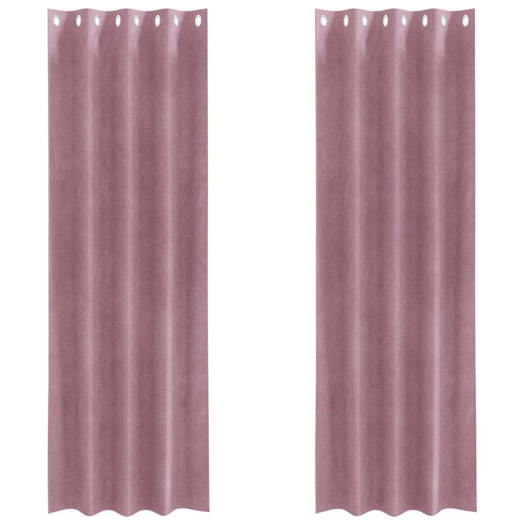 vidaXL Κουρτίνες συσκότισης 2 τμχ. Σκούρο ροζ 140 x 245 cm Βελούδο