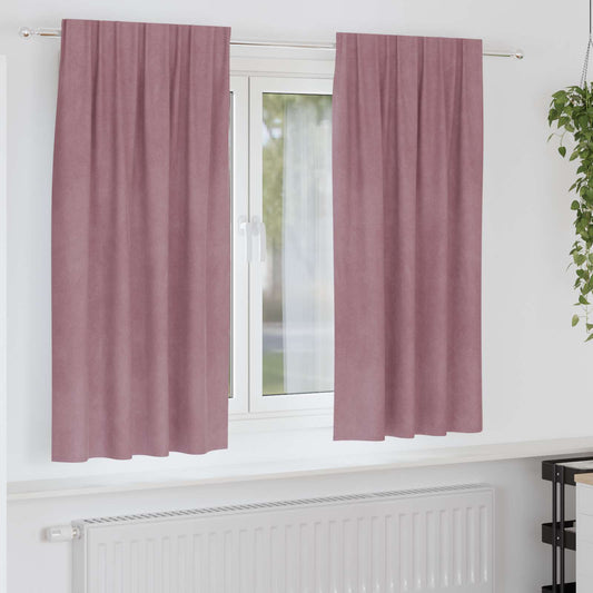 vidaXL Κουρτίνες συσκότισης 2 τμχ. Σκούρο ροζ 140 x 175 cm Βελούδο