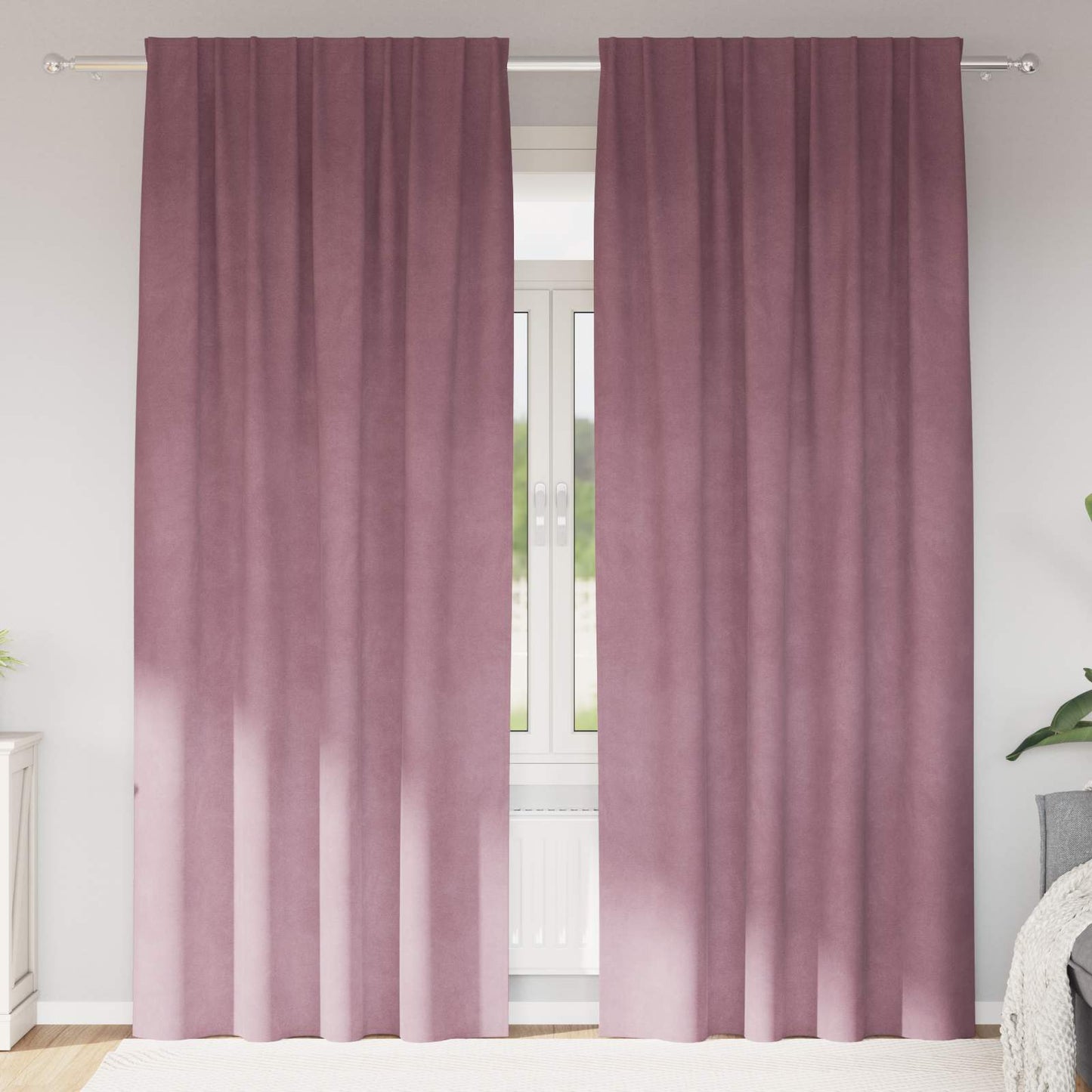 vidaXL Κουρτίνες συσκότισης 2 τμχ. Σκούρο ροζ 140 x 245 cm Βελούδο