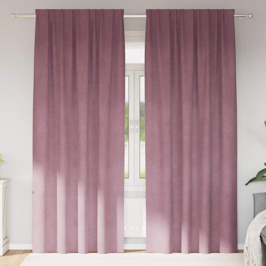 vidaXL Κουρτίνες συσκότισης 2 τμχ. Σκούρο ροζ 140 x 260 cm Βελούδο