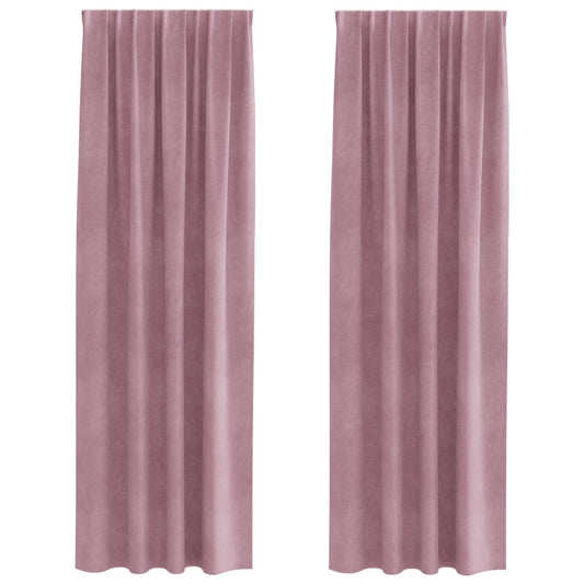 vidaXL Κουρτίνες συσκότισης 2 τμχ. Σκούρο ροζ 140 x 260 cm Βελούδο