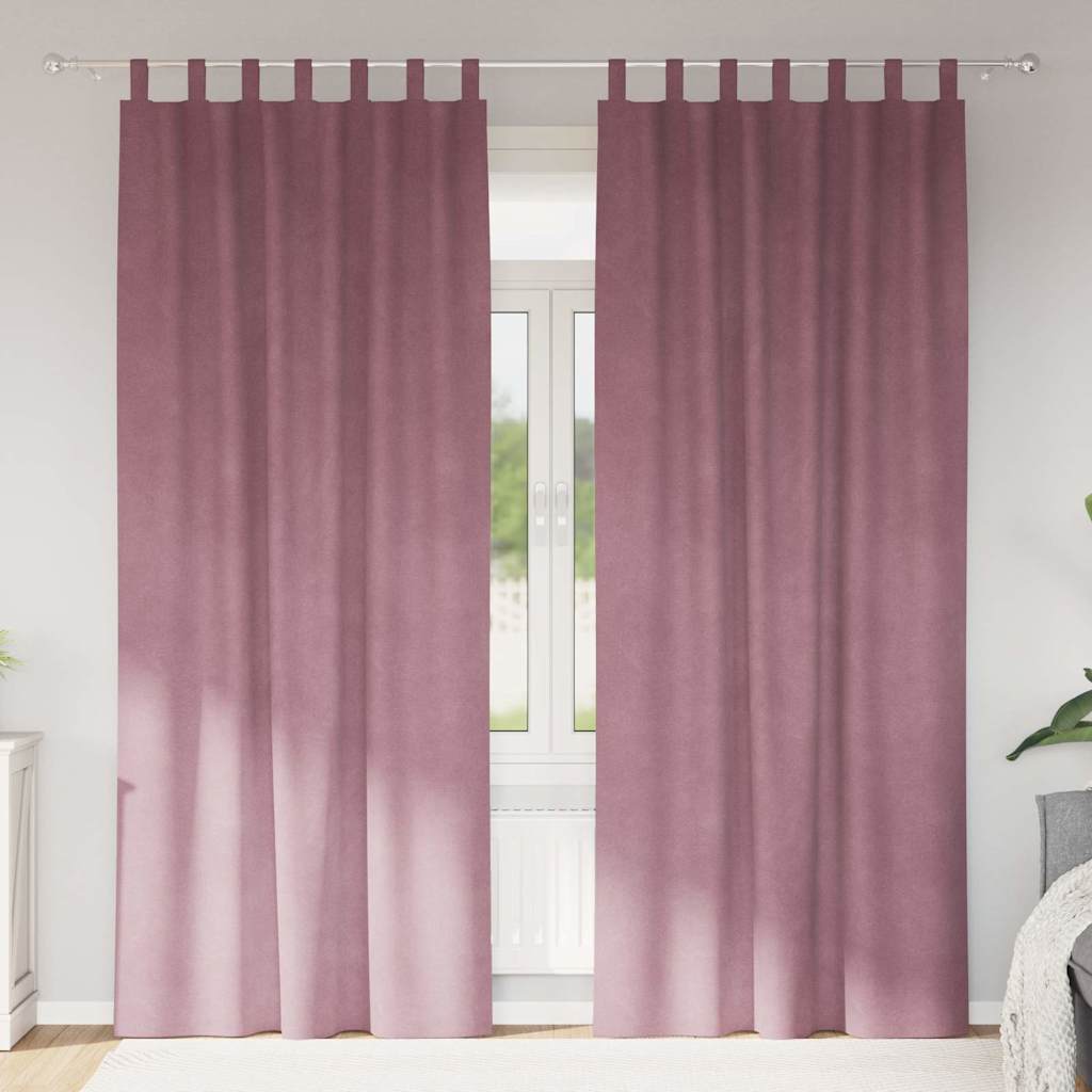 vidaXL Κουρτίνες συσκότισης 2 τμχ. Σκούρο ροζ 140 x 225 cm Βελούδο