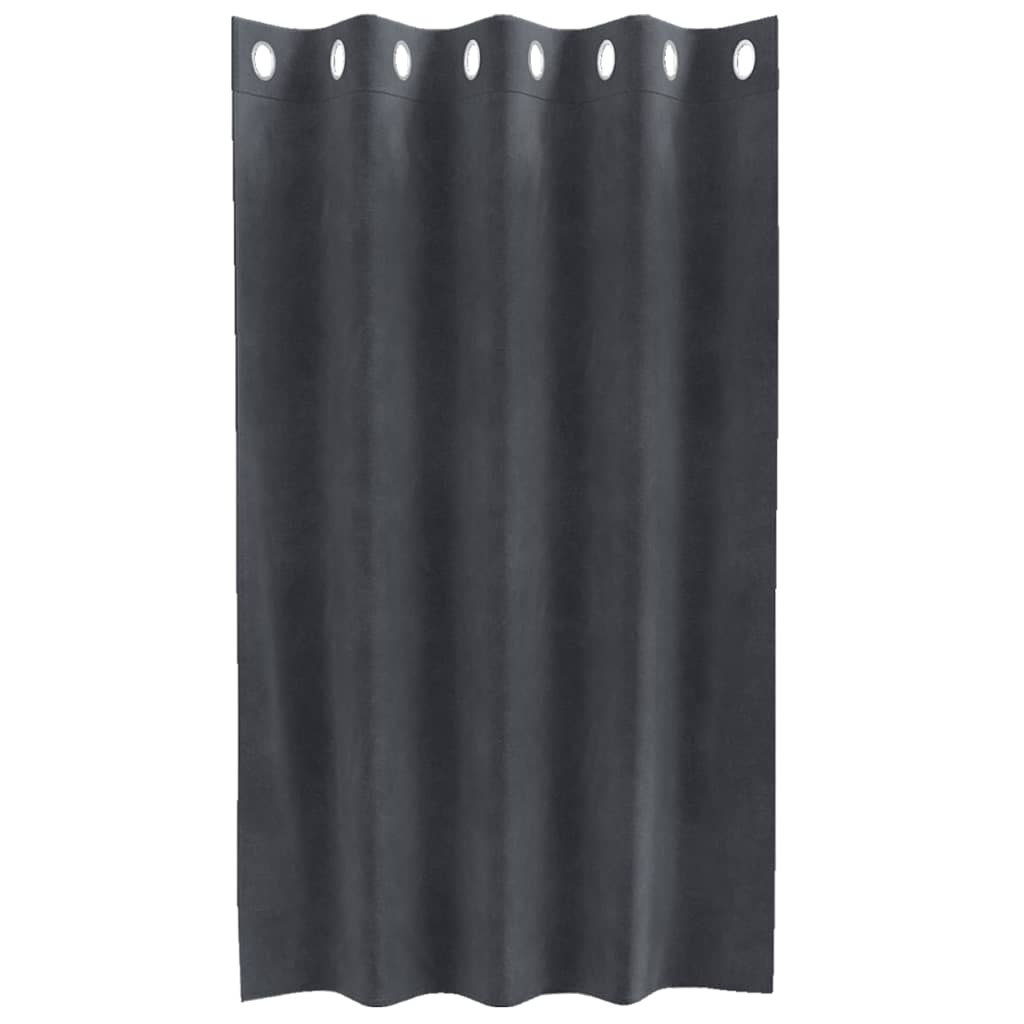 vidaXL Κουρτίνες μαύρης έξυπνης με μάτια 2 τεμ Ανοιχτό γκρι Βελούδο