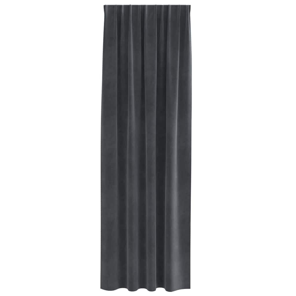 Curtains Blackout vidaXL με ταινία 2 τεμάχια Ανοιχτό Γκρι Βελούδο