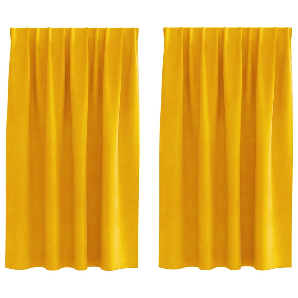 vidaXL Κουρτίνες 2 τμχ. Μουσταρδί 140 x 140 cm Βελούδο