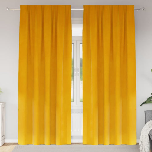 vidaXL Κουρτίνες συσκότισης 2 τμχ. Μουσταρδί 140 x 260 cm Βελούδο