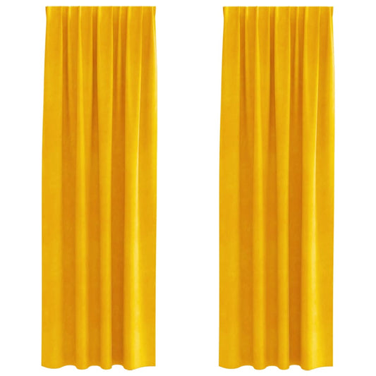 vidaXL Κουρτίνες συσκότισης 2 τμχ. Μουσταρδί 140 x 260 cm Βελούδο
