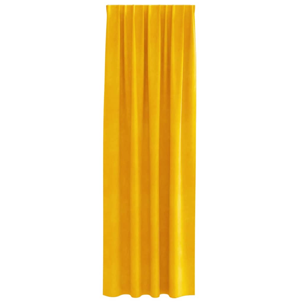 vidaXL Κουρτίνες συσκότισης 2 τμχ. Μουσταρδί 140 x 260 cm Βελούδο
