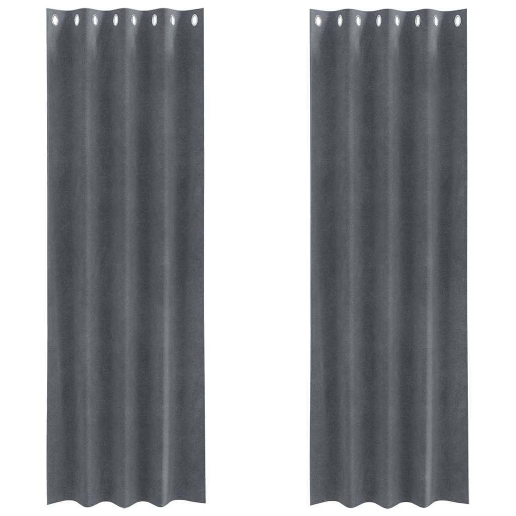 vidaXL Κουρτίνες με κουρτίνες 2 pcs Ανοιχτό γκρι 140 x 260 cm Βελούδο
