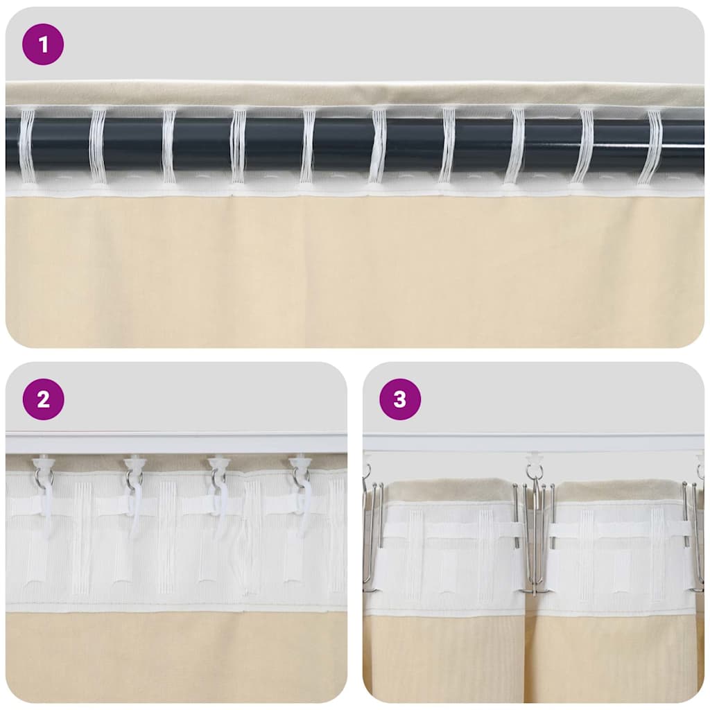 Curtains Blackout vidaXL με κορδόνι 2 τεμ Σούπερ Ανοιχτό Γκρι Βελούδο