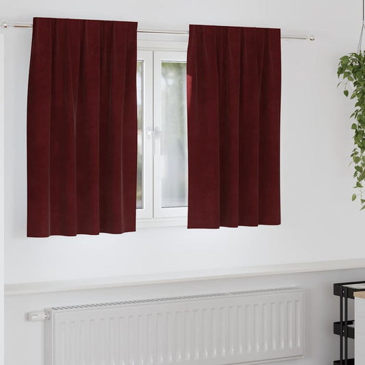 vidaXL Κουρτίνες συσκότισης 2 τμχ. Κόκκινο 140 x 140 cm Βελούδο