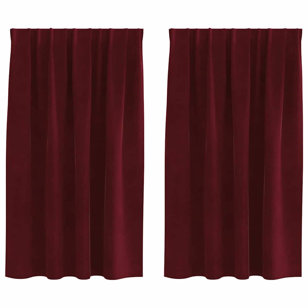 vidaXL Κουρτίνες συσκότισης 2 τμχ. Κόκκινο 140 x 140 cm Βελούδο