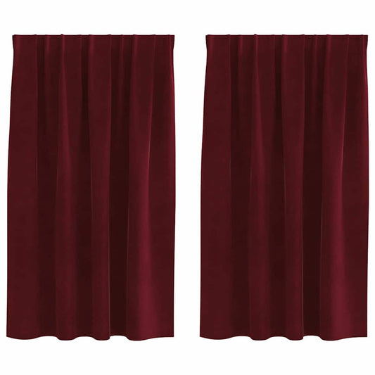 vidaXL Κουρτίνες συσκότισης 2 τμχ. Κόκκινο 140 x 140 cm Βελούδο