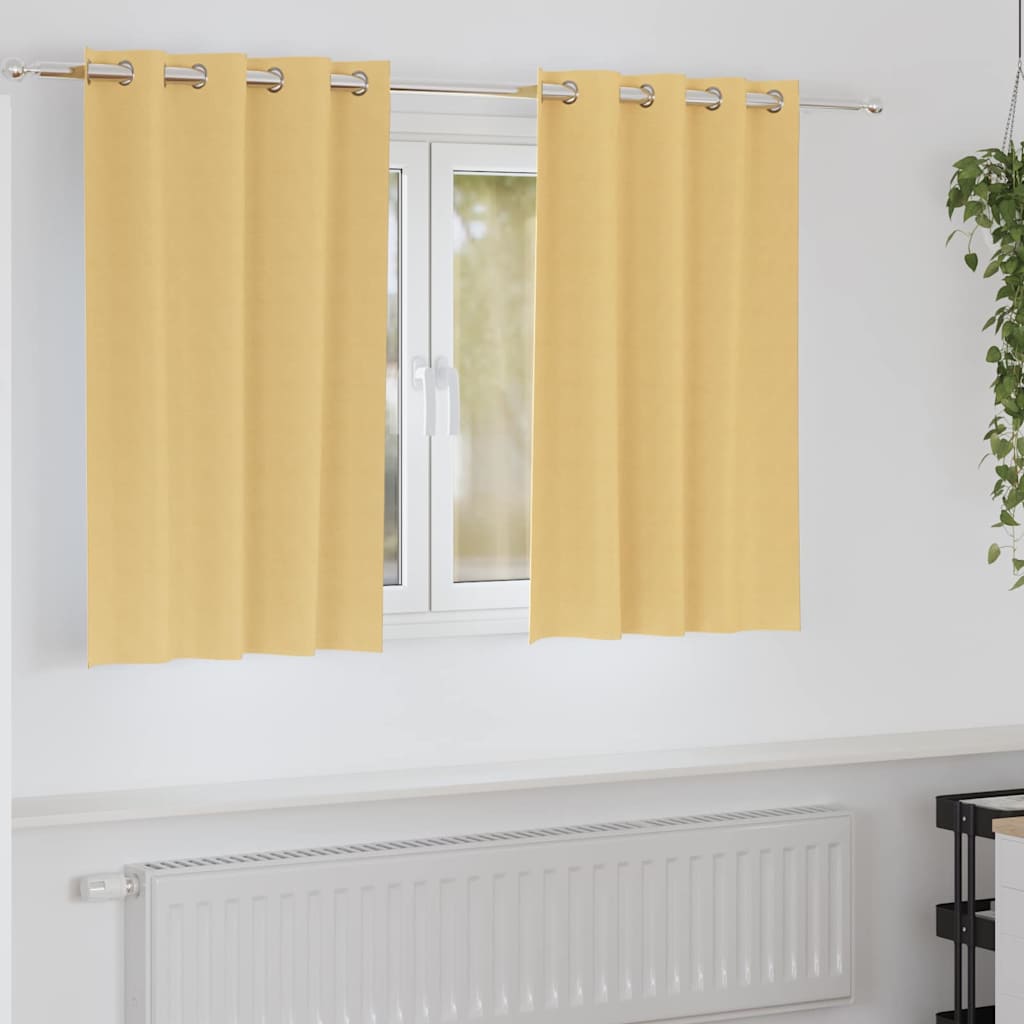 vidaXL Κουρτίνες με κουρτίνες 2 pcs Μπεζ 140 x 140 cm Πολυεστέρας