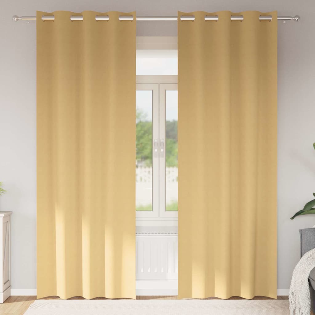 vidaXL Κουρτίνες με κουρτίνες 2 pcs Μπεζ 225 x 140 εκ. Πολυεστέρας