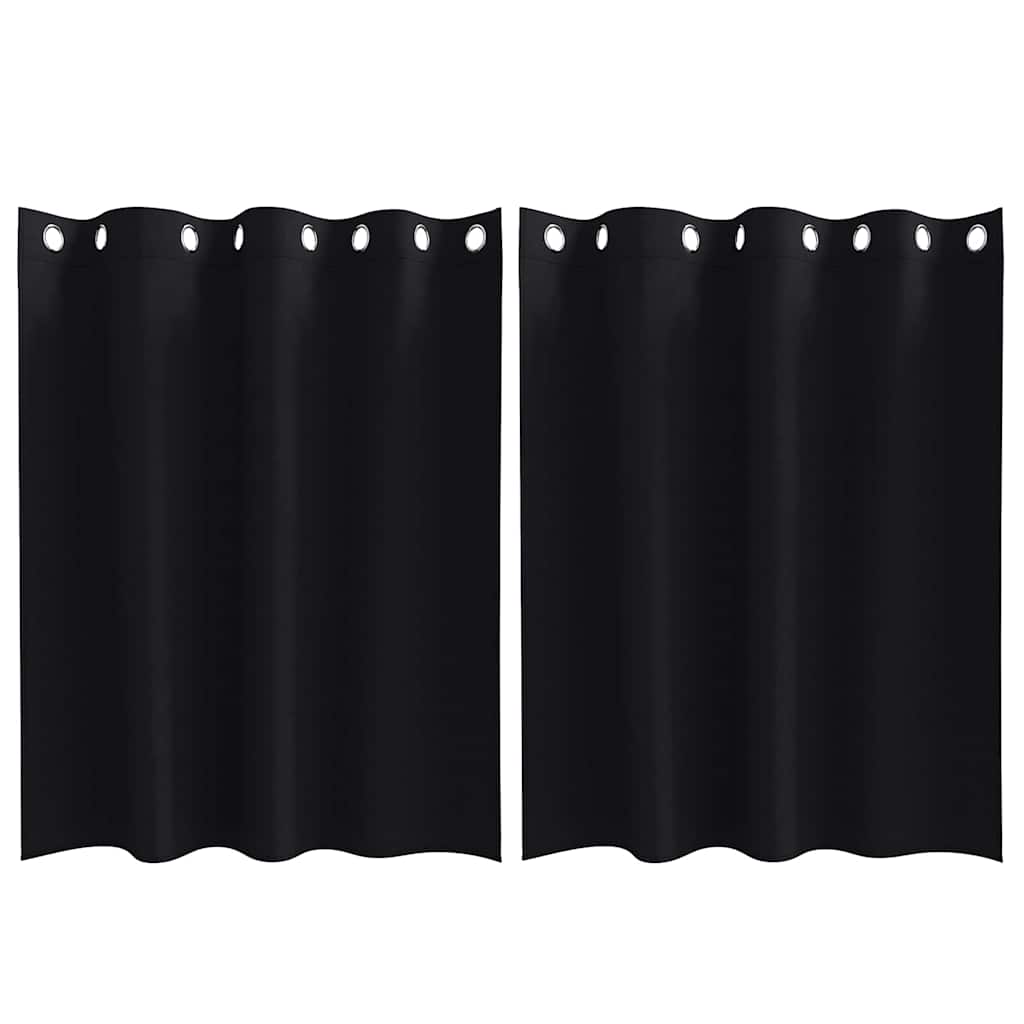 vidaXL Κουρτίνες με κουρτίνες 2 pcs Μαύρο 140 x 140 cm Πολυεστέρας