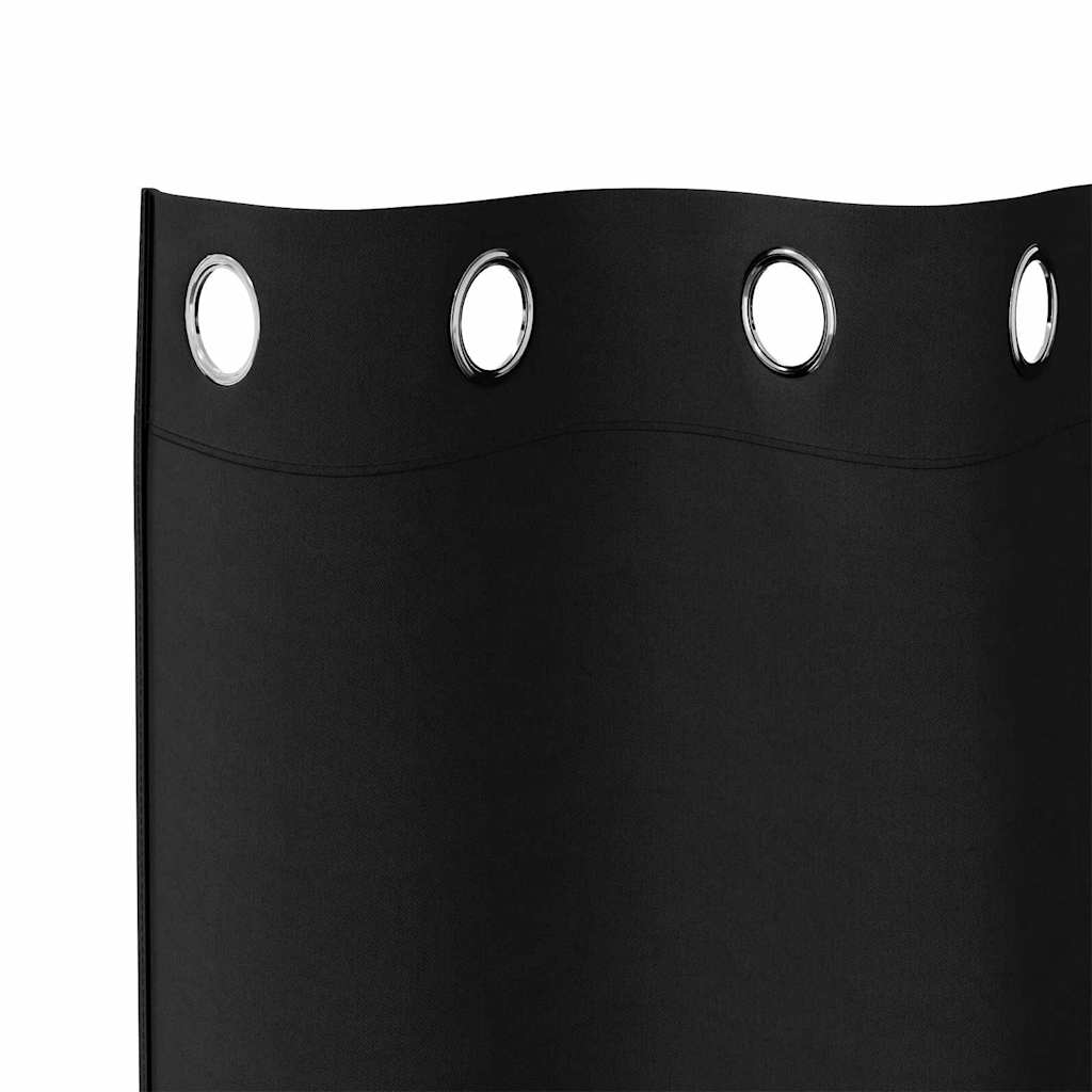 vidaXL Κουρτίνες με κουρτίνες 2 pcs Μαύρο 175 x 140 εκ. Πολυεστέρας