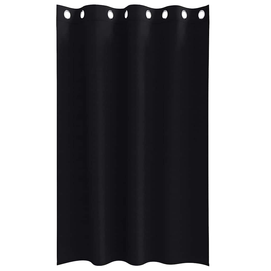 vidaXL Κουρτίνες με κουρτίνες 2 pcs Μαύρο 175 x 140 εκ. Πολυεστέρας